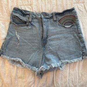 Denim Frayed Hem Women's Shorts